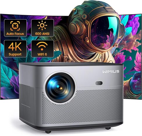 [التركيز التلقائي/حجر الزاوية] جهاز عرض 4K مع WiFi 6 وBluetooth 5.2، FHD أصلي 1080P WiMiUS P64 جهاز عرض أفلام خارجي، تكبير 50%، جهاز عرض منزلي متوافق مع iOS/Android/HDMI/TV Stick in Kuwait