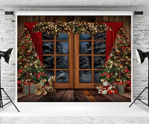 Kate 10×10ft Christmas Photography Backdrop Winter Xmas Background with Window Christmas Wood Red Theme Photo Studio Proper in Saudi Arabia