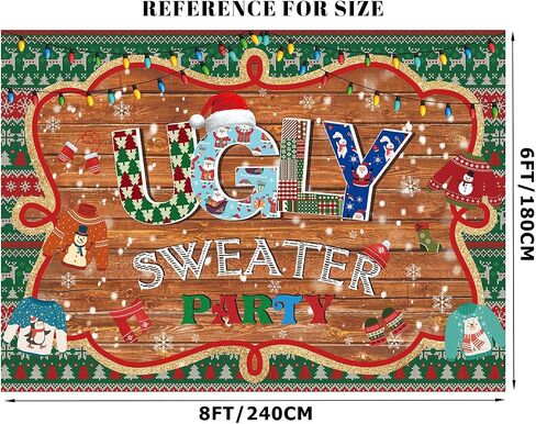 7x5FT Christmas Backdrop Christmas Ugly Sweater Party Backdrop Ugly Sweater Christmas Party Backdrop Ugly Xmas Sweaters Party Decorations F228 in Saudi Arabia