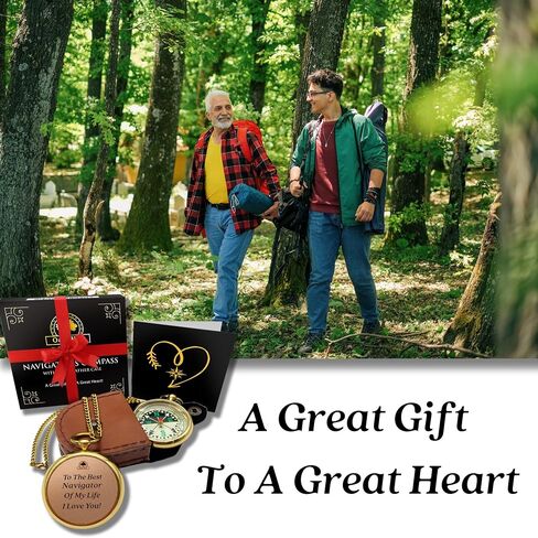 Dad's Compass Gift - Pocket Watch Compass with Chain & Leather Case - Birthday Gifts for Dad from Daughter Or Son, Christmas Daddy Gift Ideas, for Father Who Wants Nothing, Bday Dad Gifts in Saudi Arabia