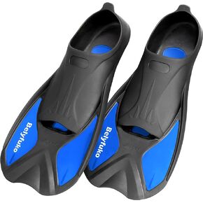 Belyfuko Short Swim Fins, Adult Kids Snorkel Fins for Lap Swimming Diving Snorkeling Travel Size with Mesh Bag