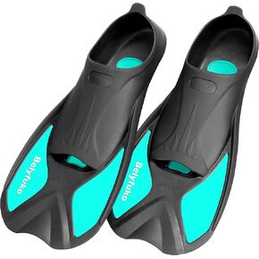 Belyfuko Short Swim Fins, Adult Kids Snorkel Fins for Lap Swimming Diving Snorkeling Travel Size with Mesh Bag