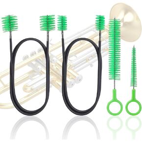Musical Instrument Care 4 Pieces Trumpet Snake Brush Cleaning Kit, Trumpet Brush Mouthpiece Brush Valve Casing Brush Flexible Brush,Premium Trombone Cleaning Care Kit, Trumpet Brush Cleaning