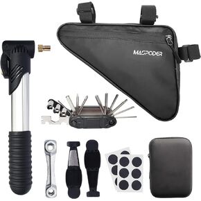 Bike Tool Kit, Bike Repair Kit with Bike Frame Bag, Mini Pump, Multitool, Tire Lever Patches Bicycle Accessories Set for Adult Bikes Road Mountain Bike MTB