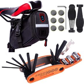 YBEKI Saddle Bag Bike Repair Tool Kits - Bicycle Tool Set with Bicycle Seat Packs and Bike Multi Function Tool Chain Tool Bike Tire Tool. 6 Month Warranty