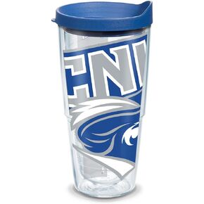 كوب ضخم من Tervis Ohio State Buckeyes Mascot مع غلاف وغطاء أحمر، 16oz، شفاف
