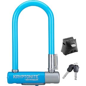 Kryptonite Kryptolok Mini-7 Bike U-Lock, Heavy Duty Anti-Theft Bicycle U Lock, 12.7mm Shackle with Mounting Bracket and Keys, High Security Lock for Bicycles Scooters, Light Blue