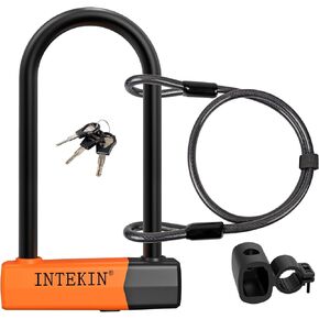 Bike Lock Bike U Lock U Lock for Bicycle 16mm U Lock Bicycle U Lock and 4FT/5FT Length Security Cable with Sturdy Mounting Bracket for Bicycles, Bikes and More