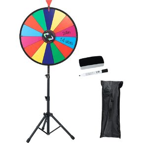 16 inches Spinning Prize Wheel, 10 Slots Floor Spinner - Tabletop Heavy Duty Adjustable Height Roulette Wheel for Carnival, Trade Show, Win Fortune Spin Games