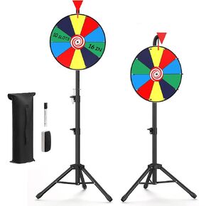 16 inches Spinning Prize Wheel, 10 Slots Floor Spinner - Tabletop Heavy Duty Adjustable Height Roulette Wheel for Carnival, Trade Show, Win Fortune Spin Games