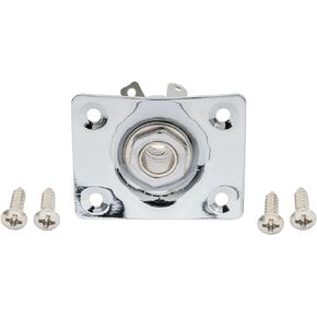 Musiclily 1/4" Rectangular Guitar Mono Output Jack Plate Curved Input Jack Socket for Les Paul LP Tele Style Electric Guitar Bass,Black