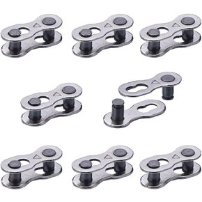 Hotop 8 Pairs Bicycle Missing Link for 6, 7, 8, 9, 10 Speed Chain, Silver, Reusable (6 7 8 Speed)