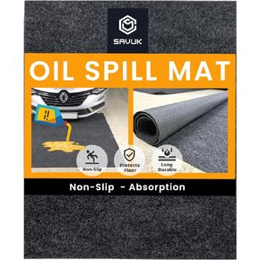 Oil Spill Mat Premium Absorbent Oil Pad Reusable/Durable/Waterproof Contains Liquids, Protects Garage Floor Surface (74" X 72", Grey)