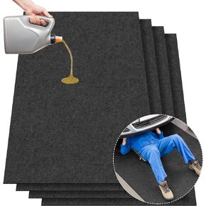 Drydiet 4 Pcs Garage Floor Mat 36 x 72 Inch Oil Spill Mat Under Car Maintenance Oil Absorbent Pad Waterproof Mechanic Rubber Backing Layer Folding Oil Catcher Reusable Creeper Protect Driveway Floor
