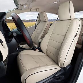 أغطية مقاعد سيارة EKR ملائمة حسب الطلب لسيارة Toyota Camry SE,SE Sport, XSE 2012 2013 2014 2015 2016 2017 (ليست مخصصة للهجين) - مجموعة كاملة، جلد (أسود)