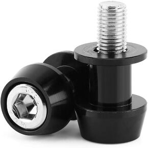 Aramox Motorcycle Swing Arm Spools Sliders, 8mm/10mm Pair of CNC Aluminium Alloy Swingarm Stand Screws Swing Arm Bobbins, Silver Red Blue Gold Green Black Optional (8MM-Black)