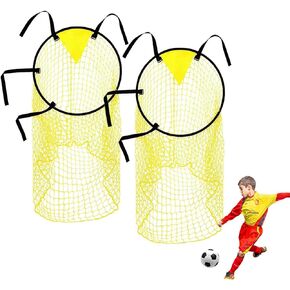 Krijues 2PCS Soccer Goal Target Nets for Shootings Accuracy Training, 17.7 Inch Diameter Soccer Targets for Goals Training with Adjustable Straps, Foldable Soccer Top Bins for Kids and Adults