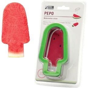 Monkey Business Pepo Watermelon Popsicle Cutter Mold, Stainless Steel Watermelon Slicer, Fun Popsicle Shape Sandwich and Cookie Cutter for Fruits