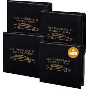 Andalus Auto Registration & Insurance Card Holder Pack of 2, Waterproof Essential Car Registration Holder with Hook & Velcro Closure, Perfect for Every Vehicles Glove Boxes (Black - 5.1" X 4.6")
