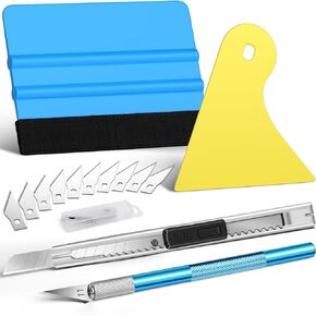 DIYSELF 14 PCS Window Tint Kit - Professional Automobile Window Tint Tools and Vinyl Wrap Tool Kit, Car Wrap Kit with Felt Squeegee for Vinyl