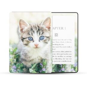 MightySkins Glossy Glitter Skin Compatible with Amazon Kindle Paperwhite 5 6.8-inch 11th Gen (2021) Full Wrap - Blue Eyed Kitten | High-Gloss Glitter Finish | Easy to Apply | Made in The USA