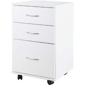 15 x 16.25 x 25.75" Wooden Office File Cabinet 3 Drawer Chest with Rolling Casters, White