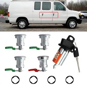 Eterpace Ignition Switch Lock Cylinder&Keys W/ 4 Door Lock Cylinder, Compatible with Ford Econoline/E150/E250/E350 Van 1997-2020, Replace# LC6177, 703369, 597638