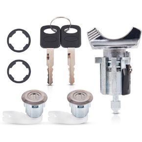 AUTOBABA Ignition Switch Lock Cylinder & 2 Pcs Door Lock Cylinder with Keys Compatible with 1992-1995 Ford Bronco F150 F250 F350 E150 E250 E350 Ranger Replaces# C-42-150 DP-42-122 F3UZ1522050D
