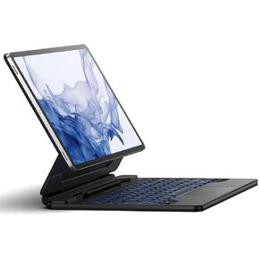 Dexnor Español Ñ for Samsung Galaxy Tab S9+ Plus/S9 FE+ Plus/S8+ Plus/S7+ Plus/S7 FE Case with Keyboard 12.4" Floating Cantilever Magnetic Stand Multi-Touch Trackpad Backlit S Pen Holder - Black