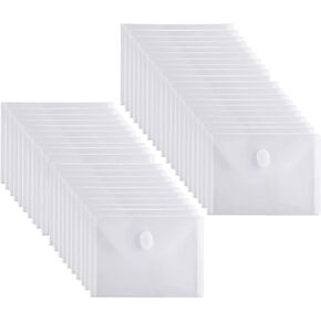 5x7 Small Plastic Envelopes Hook Loop Closure Receipt Storage Holder 40 Pack