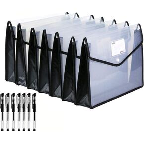 7 Pack File Folder - Expandable Poly Envelopes B4 Plastic Document Folder Button Closure Waterproof File Pouch with 7pcs Black Gel Ink Pens for School Office Supplies (Assorted Colors) in Kuwait