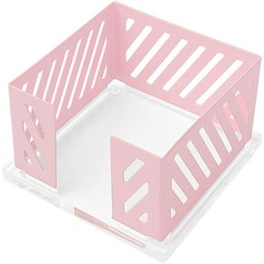Sticky Note Holder Memo Pad Cube Dispenser 3.5 x 3.5Inch Notepad Holder Acrylic Base Green Metal Mesh Desk Organizer for Home Office Supplies (Laurel Green Memo Pad Holder)