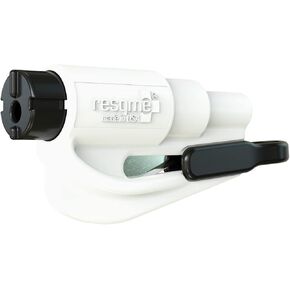 resqme The Original Emergency Keychain Car Escape Tool, 2-in-1 Seatbelt Cutter and Window Breaker, Made in USA, White- Compact Emergency Hammer