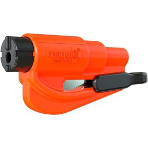 resqme The Original Emergency Keychain Car Escape Tool, 2-in-1 Seatbelt Cutter and Window Breaker, Made in USA, Orange- Compact Emergency Hammer