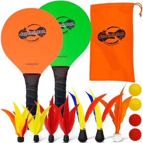 Jazzminton Sport Paddles - Racquetball Game Fun for Kids & Adults - All Season Indoor Outdoor Games for All