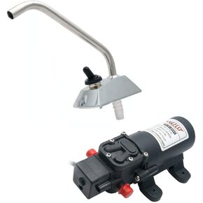 SAILINGFLO 12V Pressure Diaphragm Pump with 360° Spin Faucet/Tap and Pressure Switch for Boat/Caravan Motorhome, On Demand Water Pump