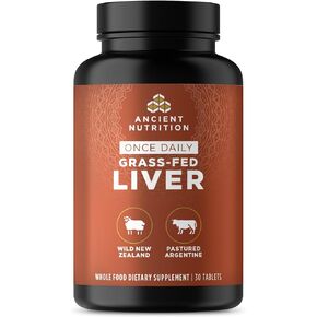 Ancient Nutrition Organ Supplements, Once Daily Grass-Fed and Wild Organ Complex Capsules, Beef & Lamb Liver, Supports Healthy Blood, Gut, and Liver, 30 Ct