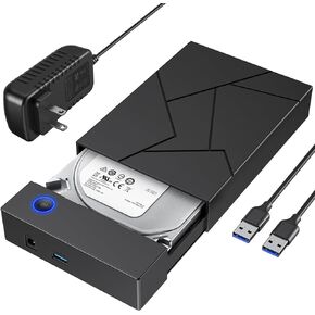 Hard Drive Enclosure 3.5, FEMORO External Hard Drive Enclosure 3.5 HDD Enclosure Reader, USB 3.0 to 2.5 3.5 Inch SATA SSD HDD up to 8TB Multi Hard Drive Case with 12V Power Adapter Supply UASP Laptop