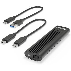 Plugable USB C to M.2 NVMe Tool-Free Driverless Enclosure, USB C and Thunderbolt 3, Up to USB 3.1 Gen 2 Speeds (10Gbps). Includes USB-C and USB 3.0 Cables