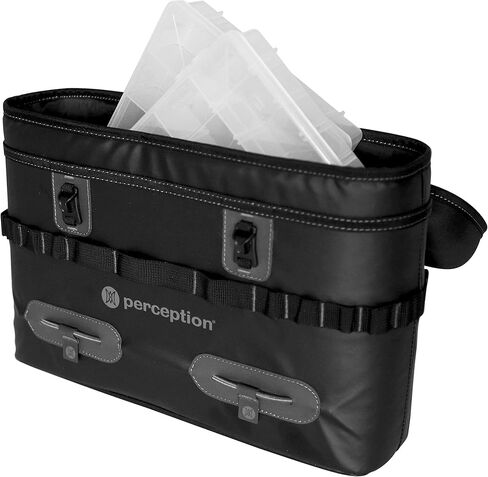 حقيبة السرج من Perception Kayaks | معالجة نظام تخزين قوارب الكاياك الخارجة عن القانون | يحمل صندوقين 3600 بلانو | مقاومة للرذاذ | سحاب علوي |، أسود in Kuwait