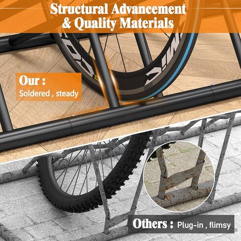 حامل الدراجة Mr IRONSTONE، حامل الدراجة الأرضية للمرآب، حامل تخزين الدراجة في الأماكن المغلقة/الخارجية، حامل وقوف السيارات للدراجات الجبلية، دراجة الطريق ودراجة الأطفال (أسود، 5 دراجات) in Kuwait