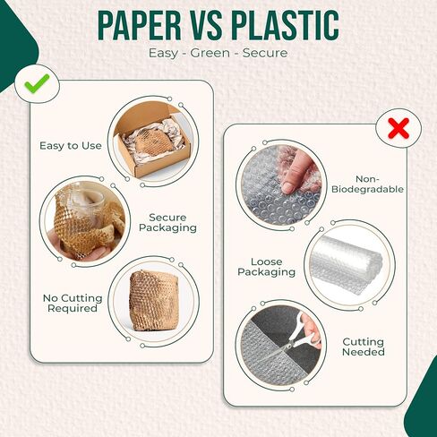 Honeycomb Packing Paper for Moving – 15" x 200' Sustainable Alternative to Bubble Wrap for Moving/shipping Fragile Items - With 20 Fragile Stickers and 33 ft Jute Rope in Saudi Arabia
