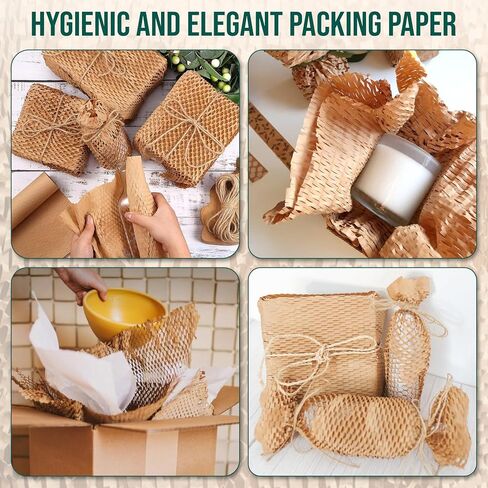 Honeycomb Packing Paper for Moving – 15" x 200' Sustainable Alternative to Bubble Wrap for Moving/shipping Fragile Items - With 20 Fragile Stickers and 33 ft Jute Rope in Saudi Arabia
