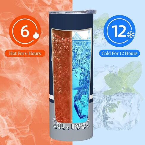 Tumbler 20oz Straight Skinny Car Cups With Insulated Cup Sleeve Portable Handle, Sports Travel Coffee Mug, Stainless Steel, Insulated,Classic Collection Gifts for Men Women Fans in Saudi Arabia