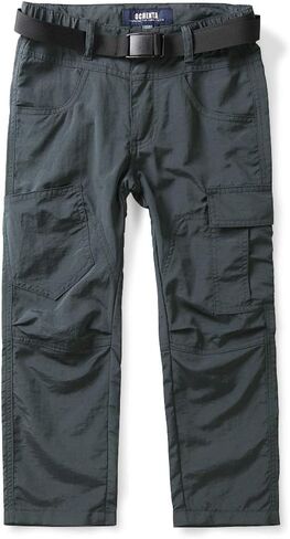 OCHENTA Kids Boy's Youth Quick Dry Pull on Outdoor Cargo Pants، المشي لمسافات طويلة والتخييم وصيد الأسماك علامة رمادية 170-12-13 سنة in Kuwait