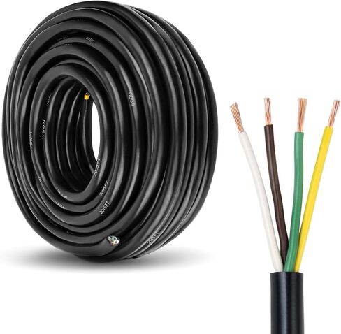ALL STAR TRUCK PARTS Heavy Duty 14 Gauge 4 Way Conductor Wire RV Trailer Cable Cord Insulated Stranded Pure Copper 100% Copper Conductor Color Coded PC P2 DOT FMVSS 108/SAE Approved 14/4 (100FT ROLL) in Saudi Arabia
