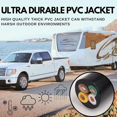 ALL STAR TRUCK PARTS Heavy Duty 14 Gauge 4 Way Conductor Wire RV Trailer Cable Cord Insulated Stranded Pure Copper 100% Copper Conductor Color Coded PC P2 DOT FMVSS 108/SAE Approved 14/4 (100FT ROLL) in Saudi Arabia