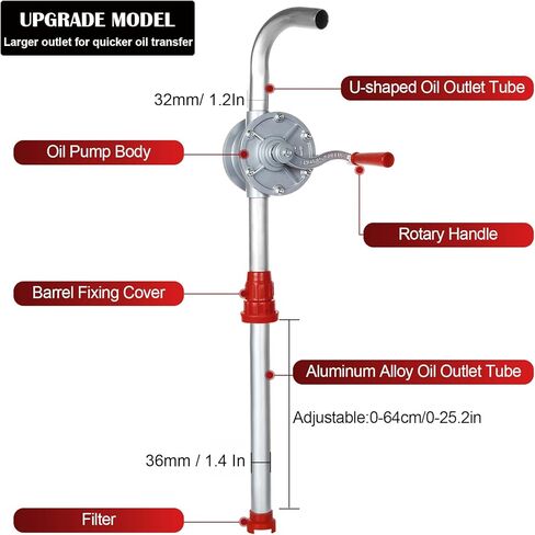 MNKNENG Barrel Pump 15 to 55 Gallon Drum Pump Rotary Hand Pump Fuel Pumps Transfer, Aluminum Heavy Duty Rotary Barrel Pump, Hand Drum Pump For Gasoline, Kerosene, Oil, Diesel, Hydraulic Fluid in Kuwait