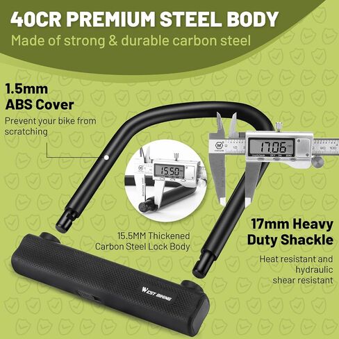 LuTuo U Bike Lock with Key, 17mm Bike Locks Heavy Duty Anti Theft Carbon Steel Bicycle Lock High Security Ebike Lock for Electric Scooter Mountain Bikes Wheel in Saudi Arabia