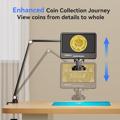 TOMLOV DM402 مجهر رقمي LCD مرن مقاس 10 بوصات، مجهر لحام لإصلاح الإلكترونيات، مجهر عملة عرض كامل، مكبر عملة مع ضوء حلقة، مجهر فيديو للكمبيوتر الشخصي للبالغين 1200X، 64 جيجابايت in Kuwait